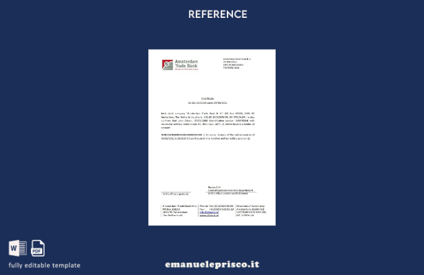 modello di certificato della Banca commerciale olandese di Amsterdam in stile ve